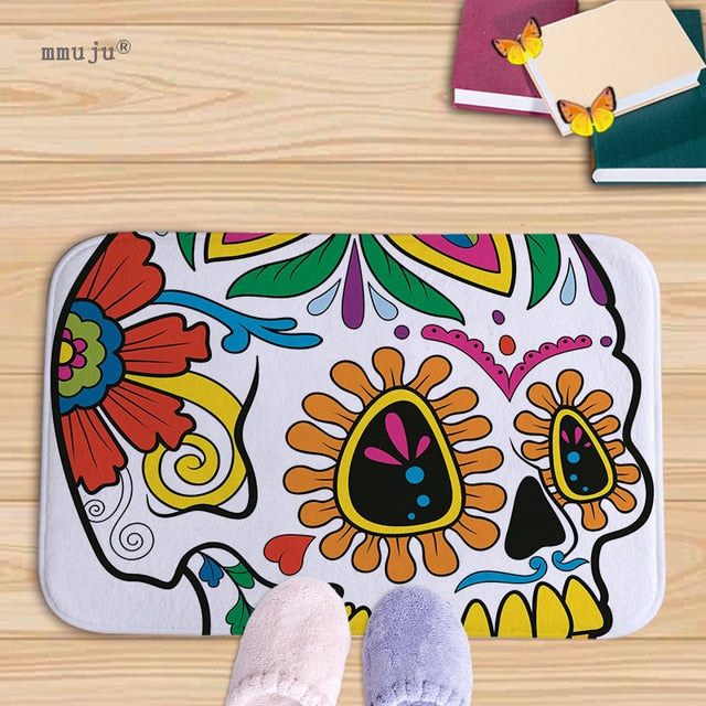 Cost price, 40x60cm Skull patterns home decor bath floor mats door living room carpets for kitchen bay window anti-slip fadeless