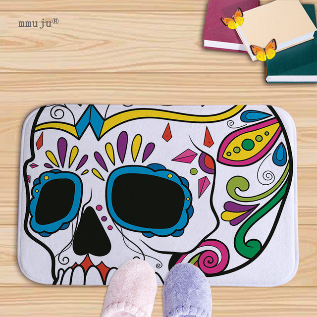 Cost price, 40x60cm Skull patterns home decor bath floor mats door living room carpets for kitchen bay window anti-slip fadeless