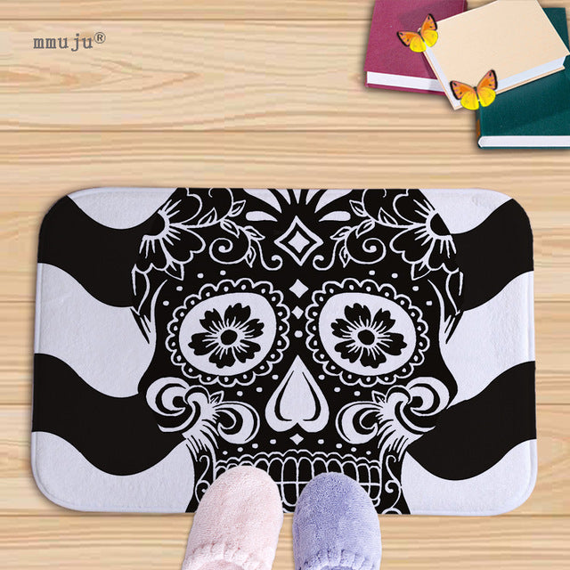 Cost price, 40x60cm Skull patterns home decor bath floor mats door living room carpets for kitchen bay window anti-slip fadeless