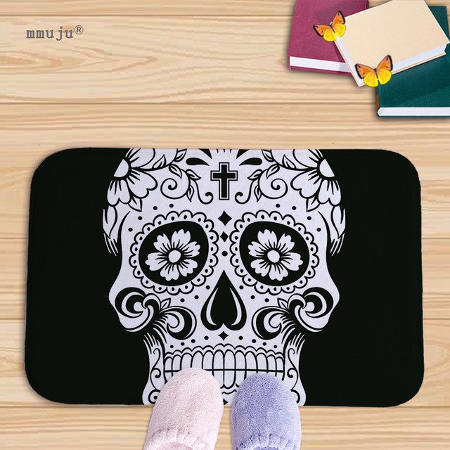 Cost price, 40x60cm Skull patterns home decor bath floor mats door living room carpets for kitchen bay window anti-slip fadeless