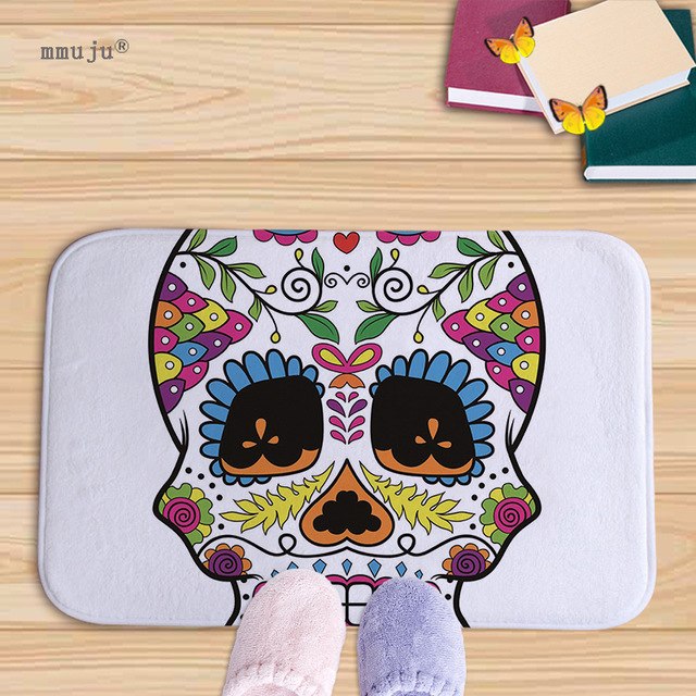 Cost price, 40x60cm Skull patterns home decor bath floor mats door living room carpets for kitchen bay window anti-slip fadeless