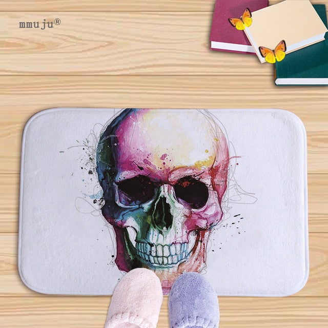 Cost price, 40x60cm Skull patterns home decor bath floor mats door living room carpets for kitchen bay window anti-slip fadeless