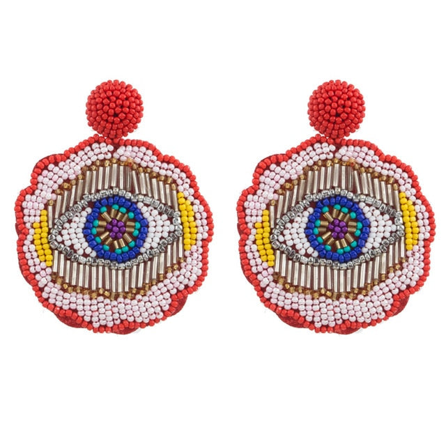 Fashion Women Multicolored Skull Pendant Fringed Earrings
