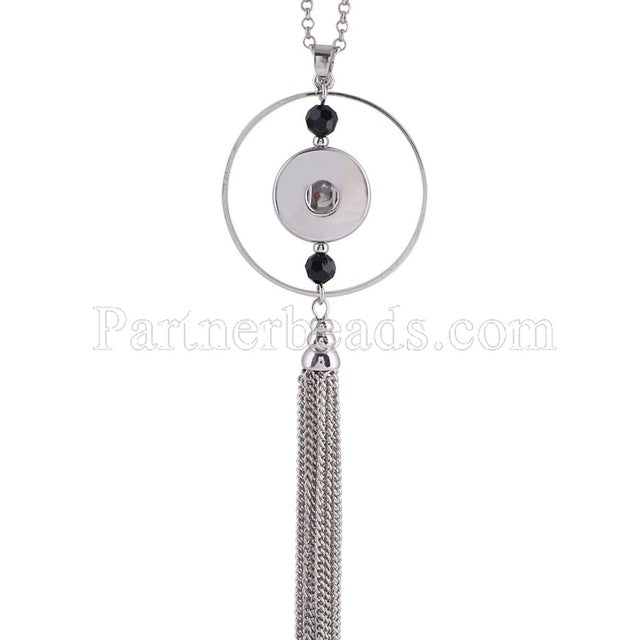 New Choker Necklace Fashion Silver Color Fit 18mm Colorful Snap Buttons Bead Pendant Statement Necklace For Women Jewelry