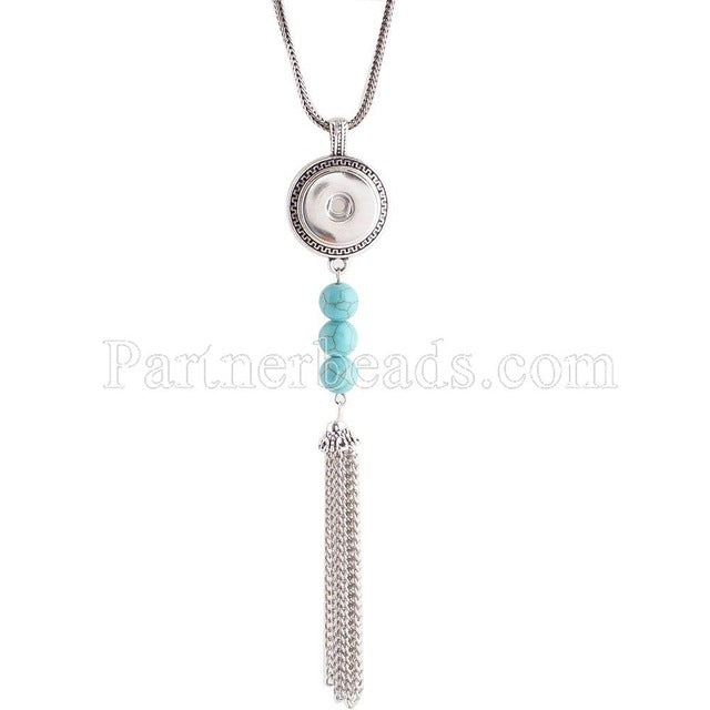 New Choker Necklace Fashion Silver Color Fit 18mm Colorful Snap Buttons Bead Pendant Statement Necklace For Women Jewelry
