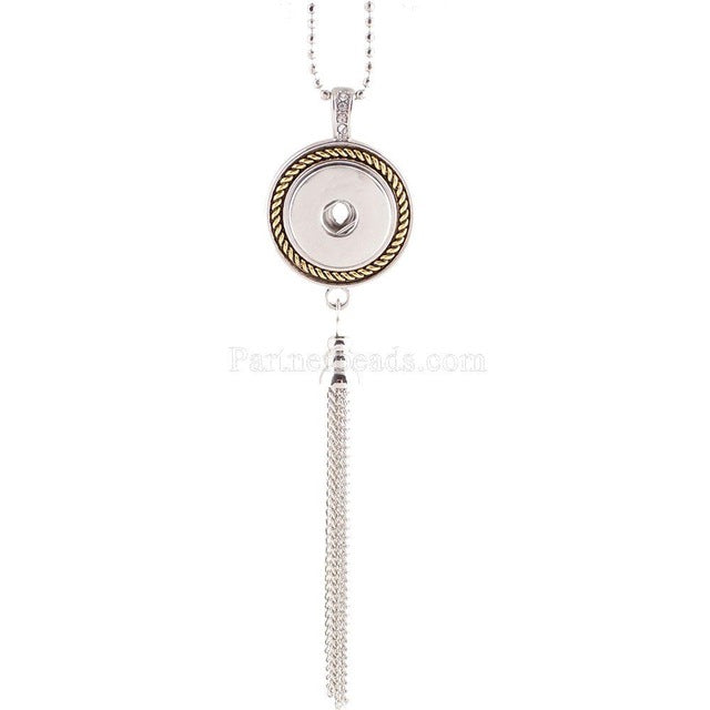 New Choker Necklace Fashion Silver Color Fit 18mm Colorful Snap Buttons Bead Pendant Statement Necklace For Women Jewelry
