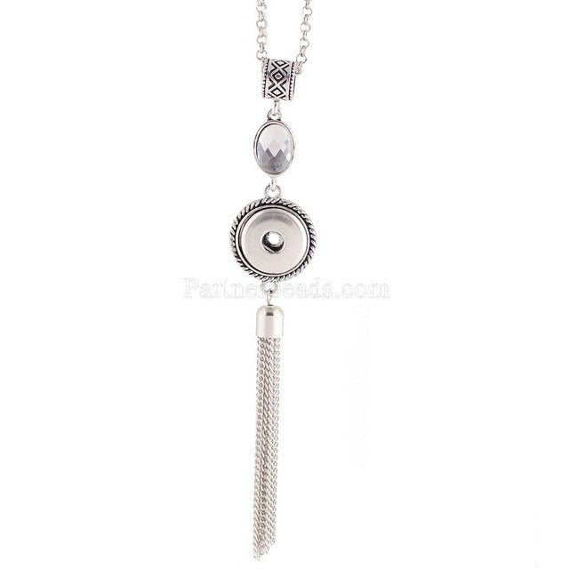 New Choker Necklace Fashion Silver Color Fit 18mm Colorful Snap Buttons Bead Pendant Statement Necklace For Women Jewelry