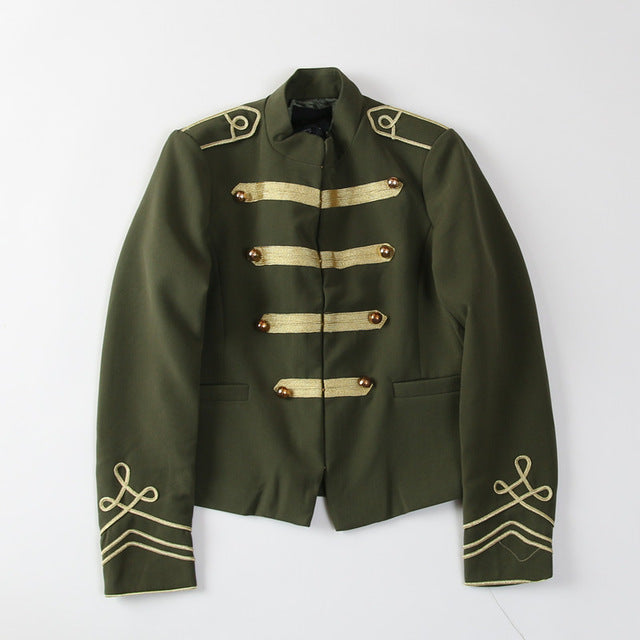 Sping Women Gothic Frock Jacket Female Embroidery Double Breasted Coat Metal Button Vintage Coat Runway Outwear