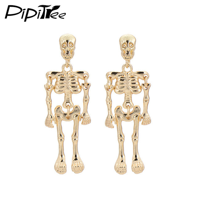 Hot Fashion Skeleton Skull Stud Earrings Biker Jewelry Wholesale Antique Vintage Punk Earrings for Women Gift