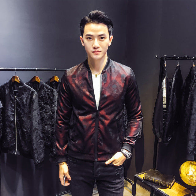 Men jacket skull autumn jacket men's Jacquard Dress Coat