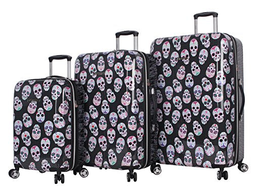 Betsey Johnson Luggage Hardside 3 Piece Set Suitcase With Spinner Wheels (20" 26" 30") (One Size, Skull Party)