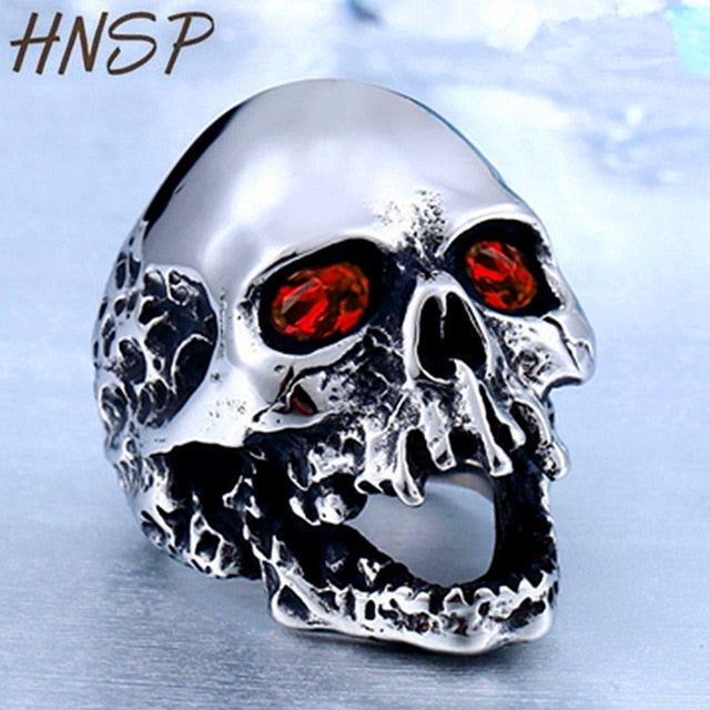 Vintage skull ring Gothic punk Biker Skeleton stainless steel ring