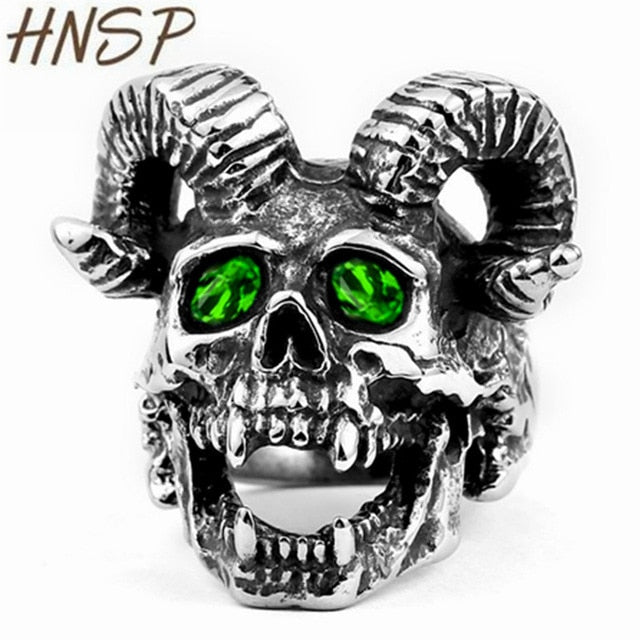 Vintage skull ring Gothic punk Biker Skeleton stainless steel ring
