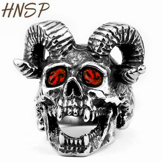 Vintage skull ring Gothic punk Biker Skeleton stainless steel ring