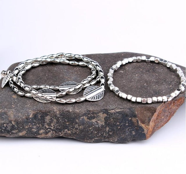 New Fashion Multilayer Retro Bohemia Round Leaves Anklet Beach Foot Jewelry Pull Bead Boho Anklet Bracelet For Women