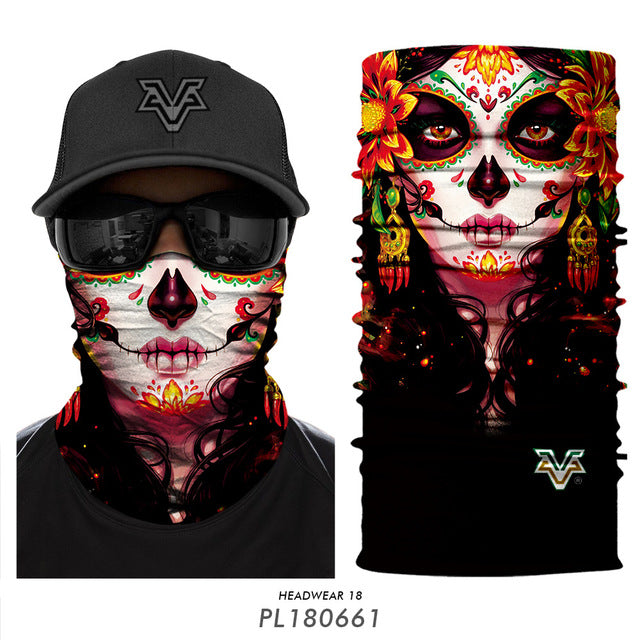 Floral Sugar Skull Women Seamles Balaclava Headband