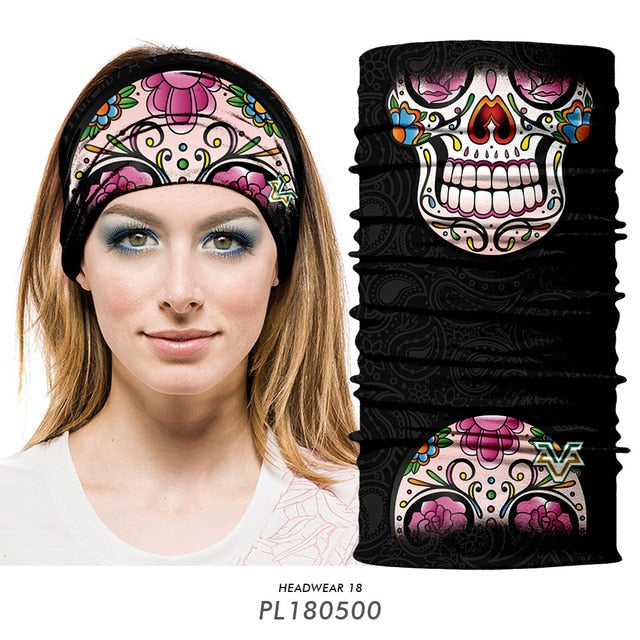 Floral Sugar Skull Women Seamles Balaclava Headband