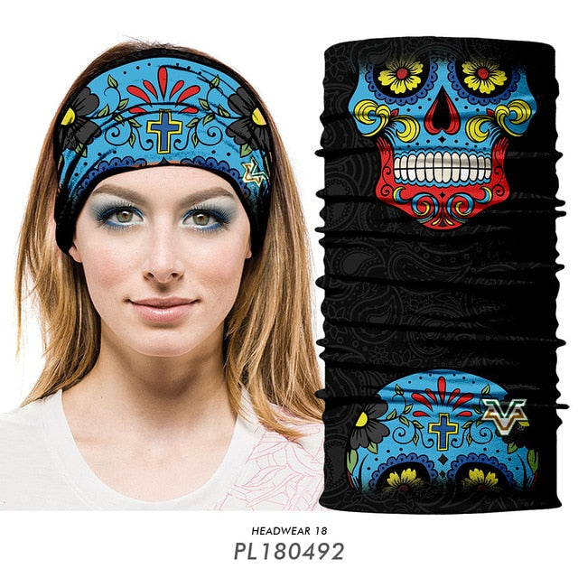 Floral Sugar Skull Women Seamles Balaclava Headband