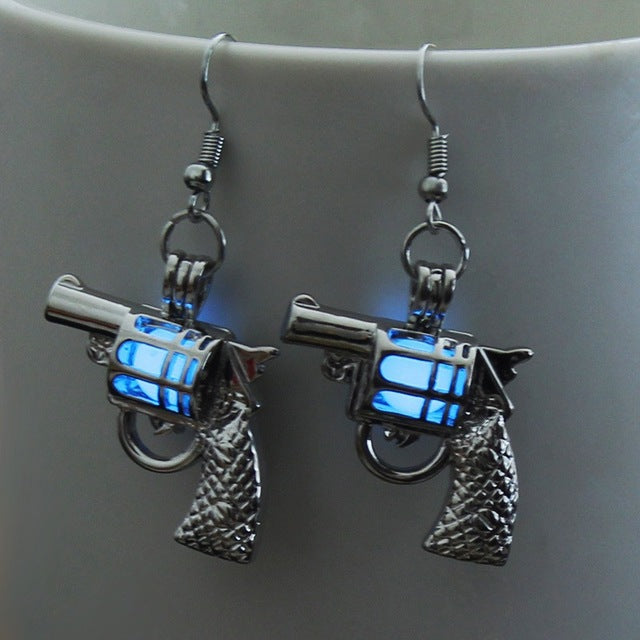 Glowing Gun Earrings Glow In The Dark Cowgirl Gypsy Pistol Earrings