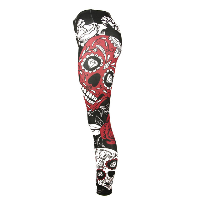 Sports Leggings Yoga Pants Blue Sugar Skull Women Fitness Rapper Leggings Tight Pants Gym Training Sports Running Legging