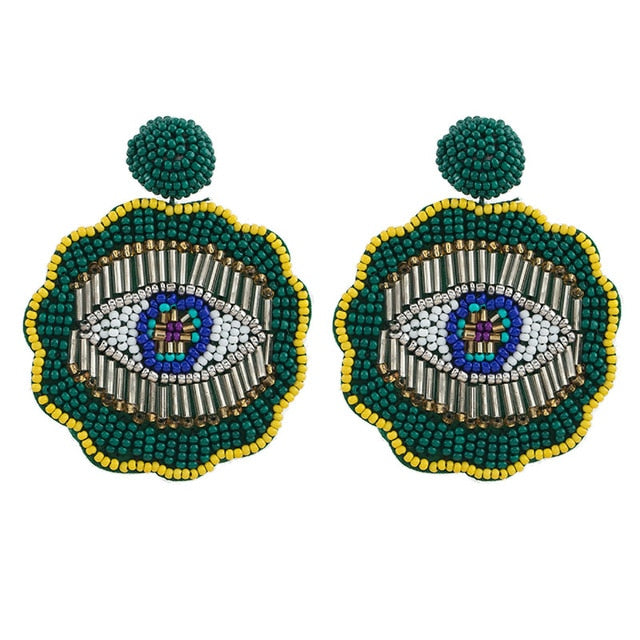 Fashion Women Multicolored Skull Pendant Fringed Earrings