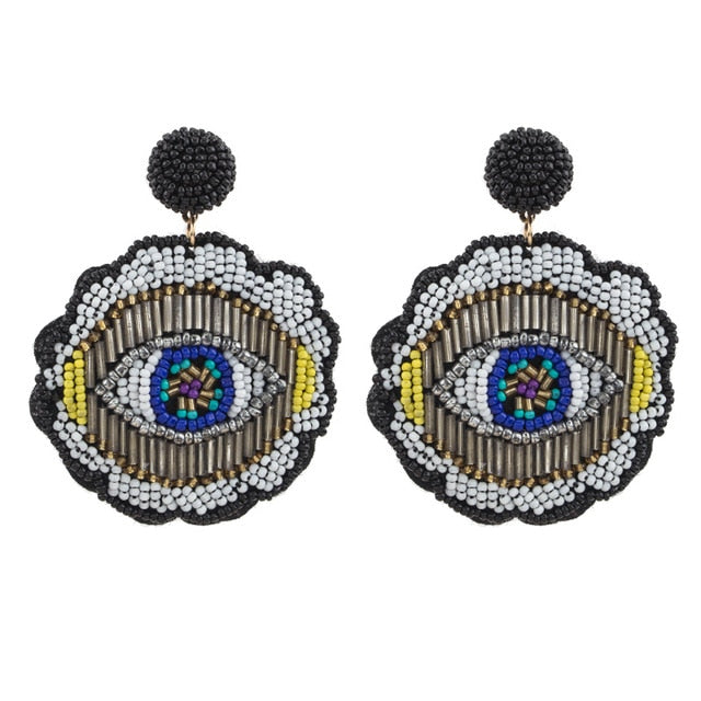 Fashion Women Multicolored Skull Pendant Fringed Earrings