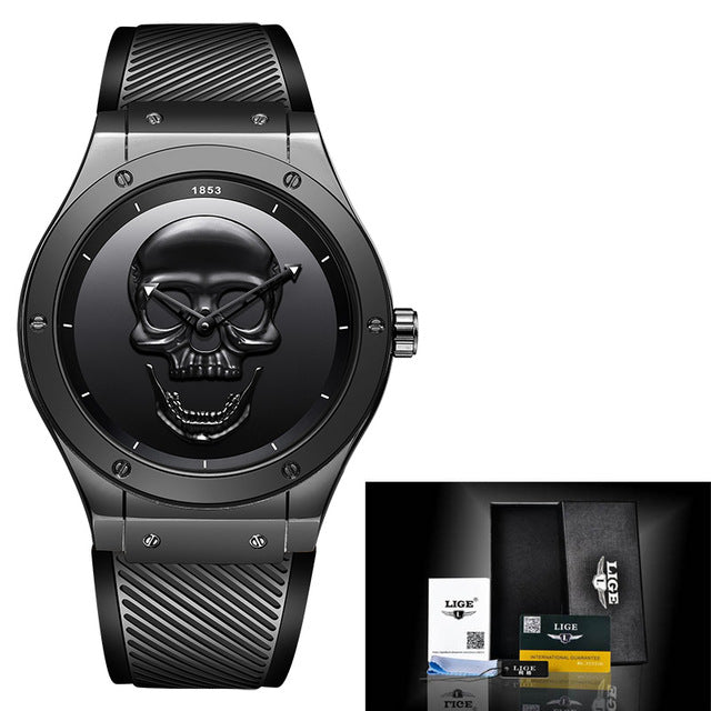 3D Skull Watch Top Brand Quartz Silicone Watchs Waterproof