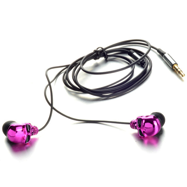1 Piece Hot Sale Unique Desgin 3.5mm In Ear Earphone Skull Stereo Headset For MP3 MP4 Smartphone Earphones