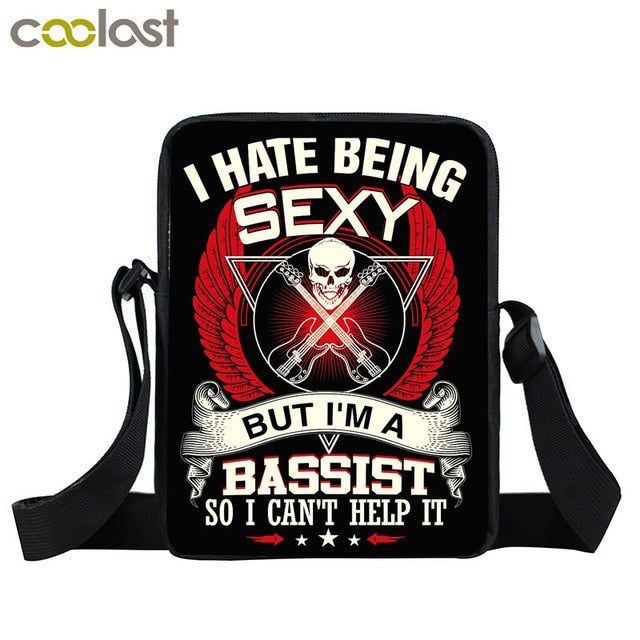 Rock Guitar Skull Rose Mini Messenger Bag