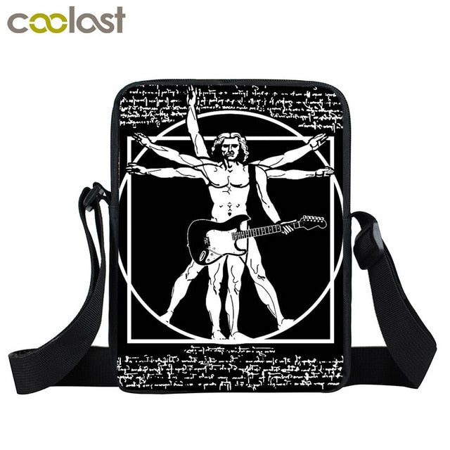 Rock Guitar Skull Rose Mini Messenger Bag