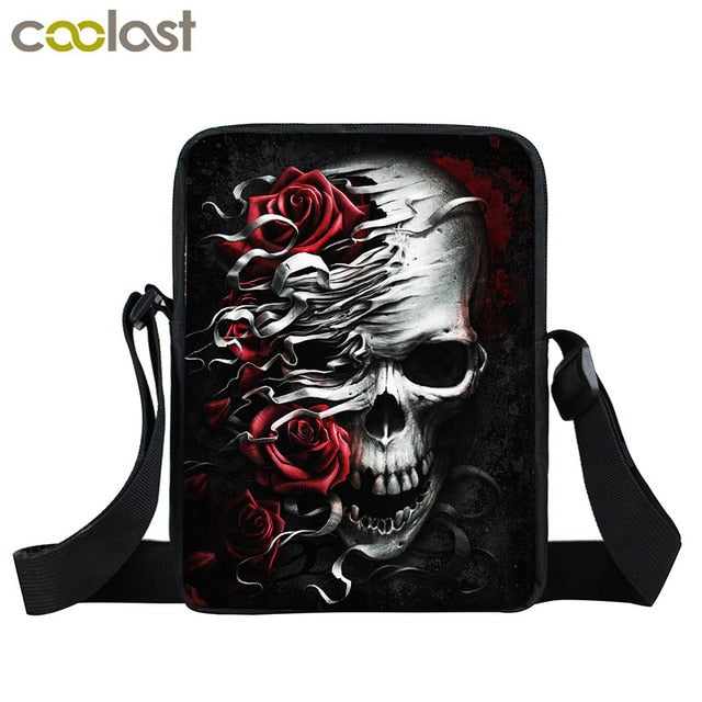 Rock Guitar Skull Rose Mini Messenger Bag