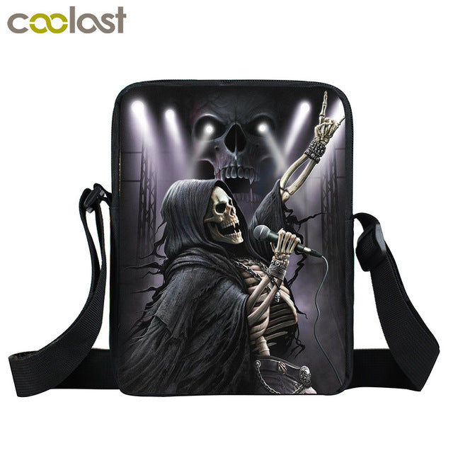 Rock Guitar Skull Rose Mini Messenger Bag