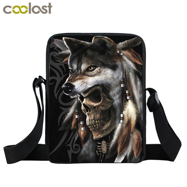 Rock Guitar Skull Rose Mini Messenger Bag