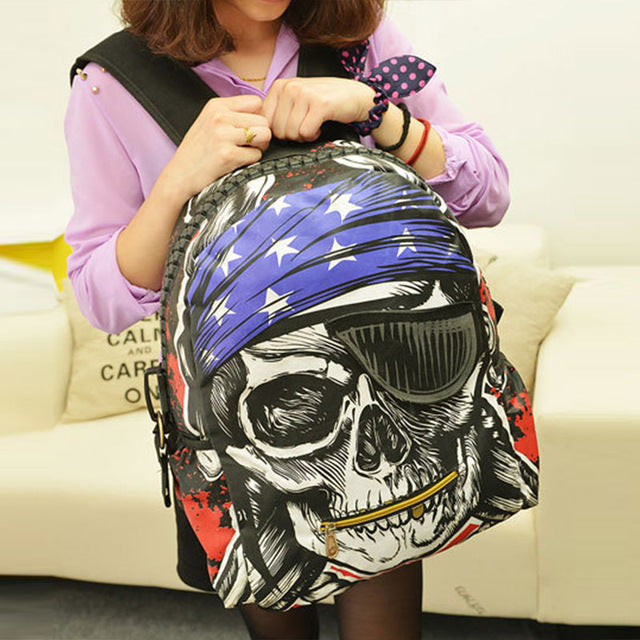New Style Personalized Bags School Backpack Mochila Skeleton Package Street Punk Bag Rock Pirate Skull Laptop Backpacks Bolsa 48