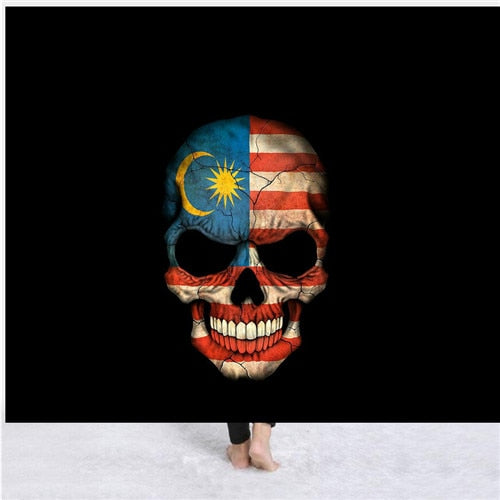Hooded Blanket for Adult Gothic Color Skull