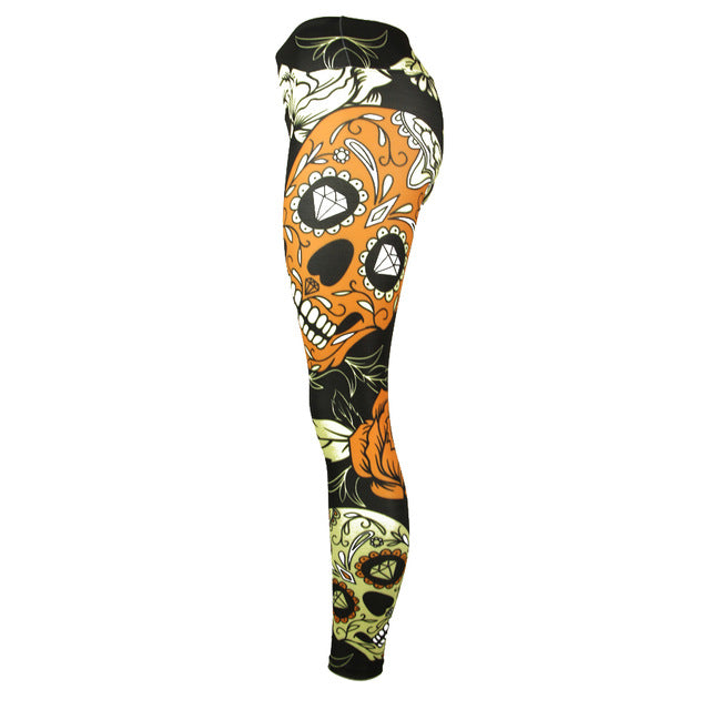 Sports Leggings Yoga Pants Blue Sugar Skull Women Fitness Rapper Leggings Tight Pants Gym Training Sports Running Legging