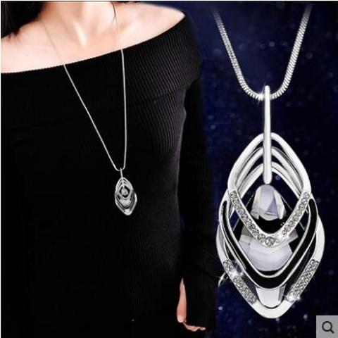 Luxury bohemia Accessories Zircon Snowflake Sweater chain Long Wild snow Necklace Dress Pendant Crystal Jewelry