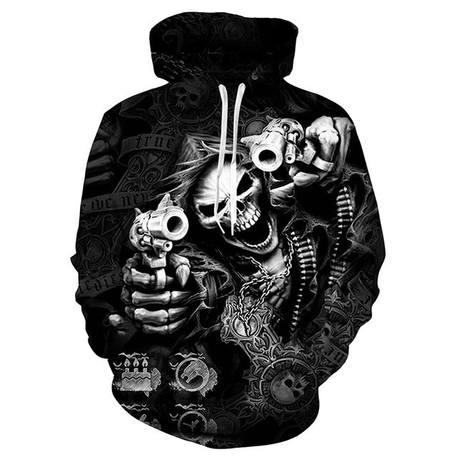 Plus Size S-3XL Skull Hoodies Unisex Sweatshirt Hoodies Cool creative 3D print Skull Punisher Grim Reaper Fashion hot Style