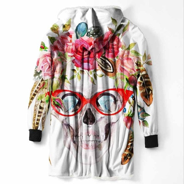 Fashion Cool Sugar Skull Hooded Blanket