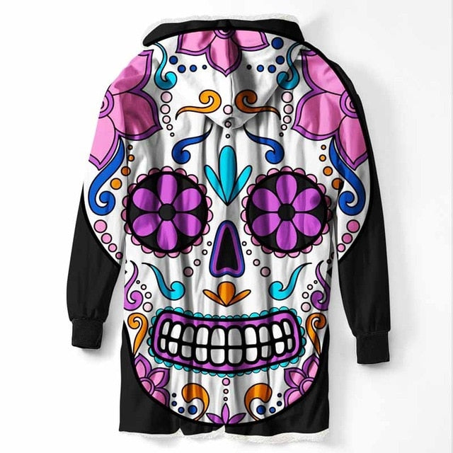 Fashion Cool Sugar Skull Hooded Blanket