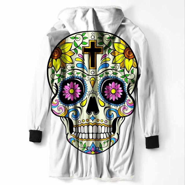 Fashion Cool Sugar Skull Hooded Blanket