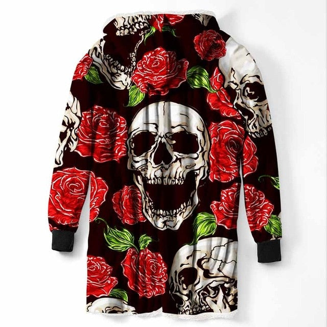 Fashion Cool Sugar Skull Hooded Blanket