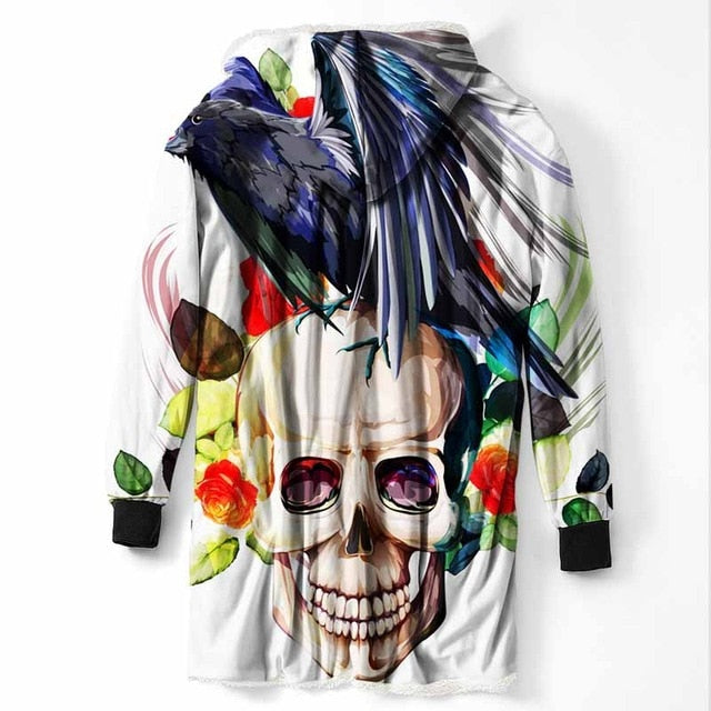 Fashion Cool Sugar Skull Hooded Blanket