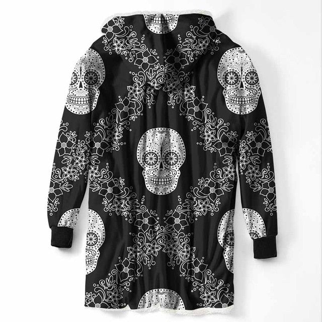 Fashion Cool Sugar Skull Hooded Blanket