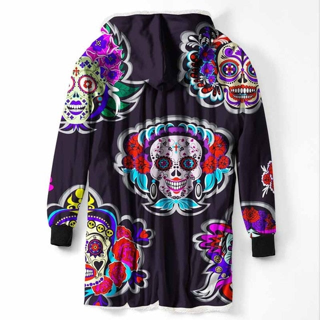Fashion Cool Sugar Skull Hooded Blanket