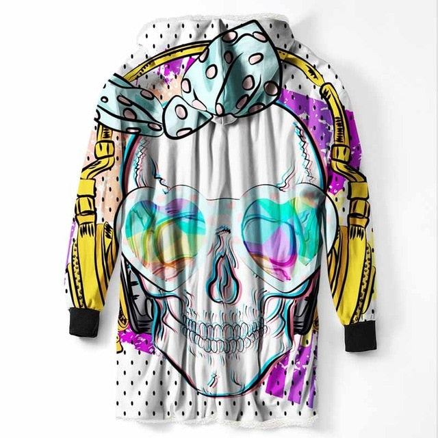 Fashion Cool Sugar Skull Hooded Blanket