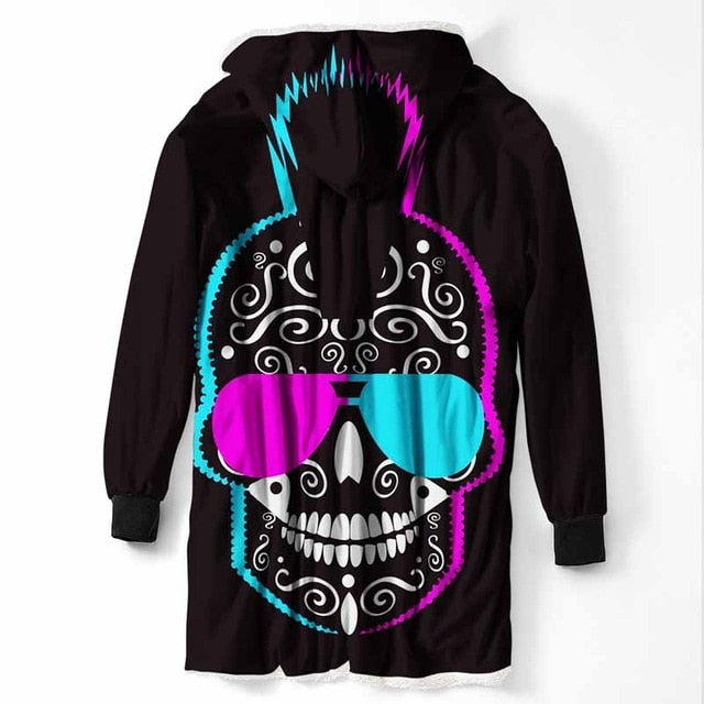Fashion Cool Sugar Skull Hooded Blanket
