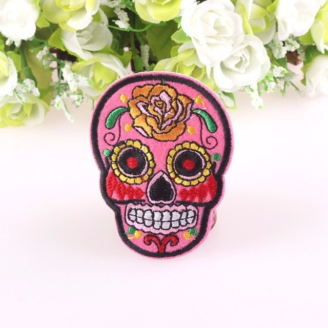 Set of 10 random sugar Skull Embroidery Patches