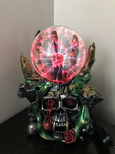 Aibote Magic Skull Head Glass lightning Plasma Ball Touch Sensitive Night Light Lamp