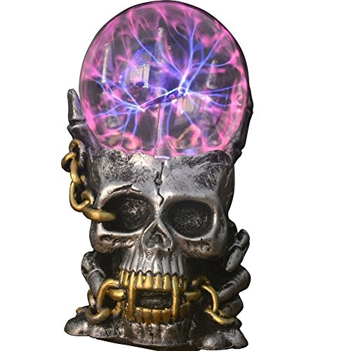 Aibote Magic Skull Head Glass lightning Plasma Ball Touch Sensitive Night Light Lamp